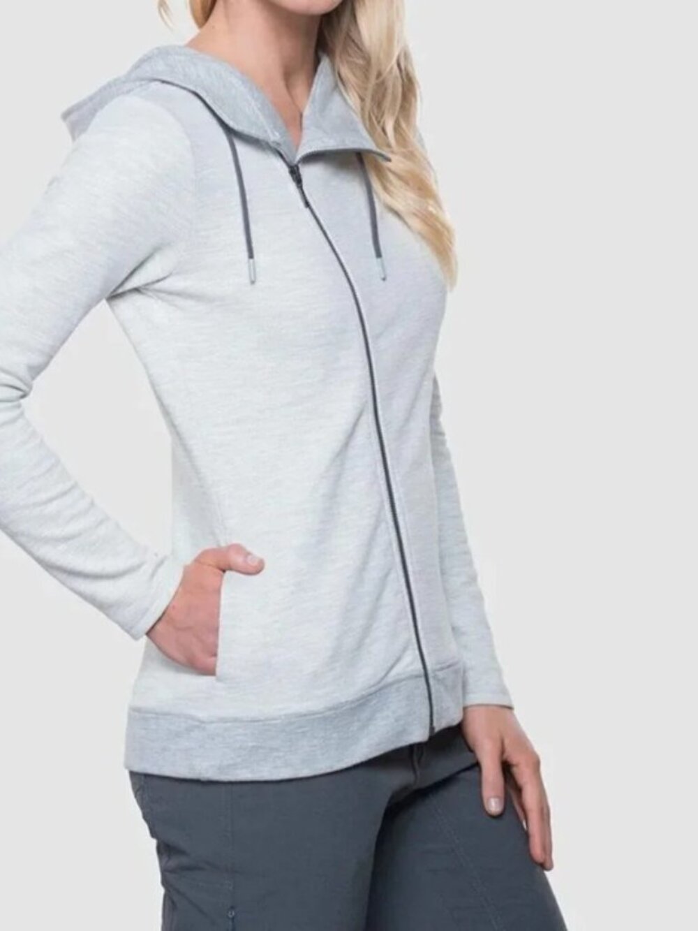 Kuhl Sweater Womens Extra Small XS‎ Arva Capuche Zip Up Hoodie 4249 Heather Gray